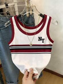 Resyla 女士圆领字母印花撞色休闲百搭日常上衣 - 彩色 - 查看 3