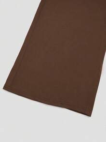 Sweetra Mono informal ajustado de verano para mujer talla grande, de unicolor, con tirantes finos y decoración metálica - Marrón - Ver 5