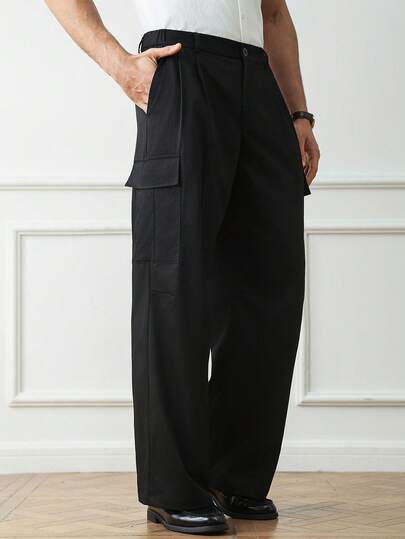 HUEFORM Men's Cooling, Wrinkle-Resistant, Vintage-Inspired Casual Loose Straight Leg Cargo Pants With Pockets, Suitable For Home And Commute