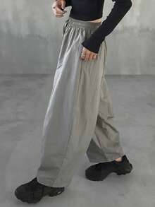 FRIFUL Pantalones holgados y casuales de mujer con cintura de cordón, de mezcla, versátiles para primavera y verano - Gris - Ver 3