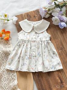 Vintaside Kids Newborn Baby Girl Ditsy Floral Dress, Soft Fabric, Countryside Style, Fashionable, Elegant, Cute, Suitable For Spring/Summer - Multicolor - View 3