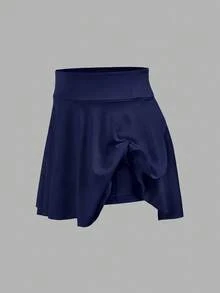SHEIN Tween Girls' Casual Solid Color Knit Tank Top And Shorts Set, Spring/Summer Tween Two Piece Set Tweens Two Piece Set Tween Crop Top Set - Navy Blue - View 7