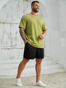 EASEVO Camiseta de manga corta ajustada para hombres de talla grande - Verde - Ver 6