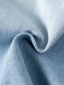 Manfinity Denimwave 男士休闲街头风做旧弧形拼接阔腿蓝色牛仔裤 - 淺色水洗藍 - 查看 4