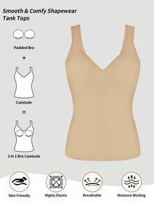 SHEIN Women's Seamless Shaping Top, Waist & Abdomen Slimming, Minimalist Camisole Can Be Worn Outerwear, Body Shaping Garment Single Piece - Baby Pink - View 5