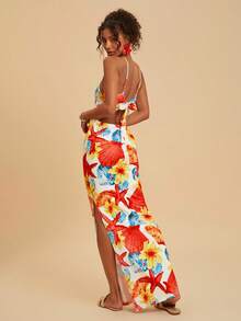 Travachic Women's Vacation Casual Starfish Shell Floral Print Side Slit Backless Dress - Multicolor - View 7