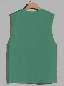 Resyla Men's Round Neck Letter Print Casual Versatile Daily Wear Top - Olive Green - View 2