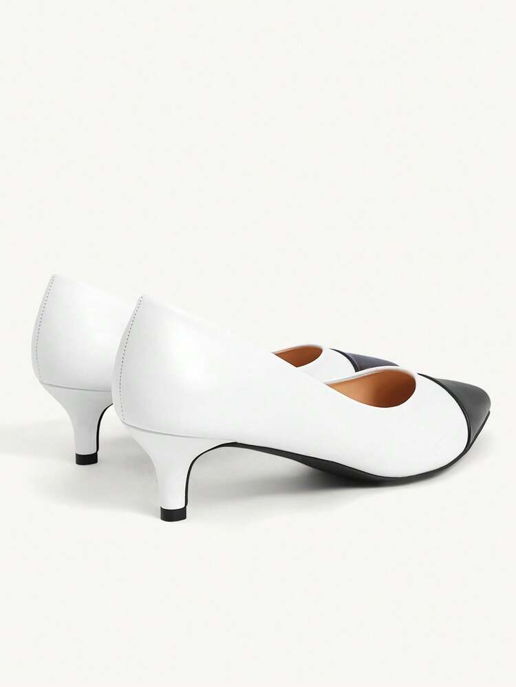 CUCCOO CHICEST Women's Pointed Toe Contrast Color Casual/Office High Heel Shoes Elegant Shoes Wedding Shoes