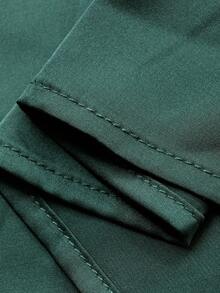 DAZY Green Lustrous Satin Contrast Lace Hem Slit Cami Waist Women Nightgown - Dark Green - View 7