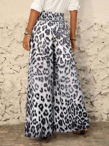 Brillora Women's Loose Wide Leg Printed Woven Pants, Spring/Summer Vacation - Grey - View 3