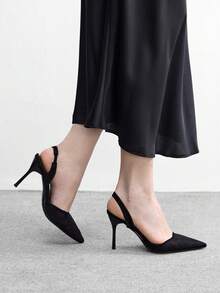 CUCCOO BIZCHIC Black Pointed Toe Mesh Lace-Up High Heel Shoes For Women - Black - View 4