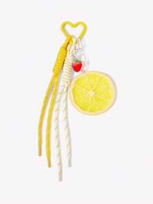 Viva Strut 1个趣味仿真水果柠檬片吊坠，多功能简约创意钥匙扣包包配饰吊坠 - 黃色 - 查看 3