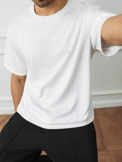 HUEFORM 宽松男士纯色圆领短袖休闲T恤