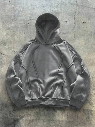 EASEVO 加大码男士休闲拼接撞色连帽卫衣