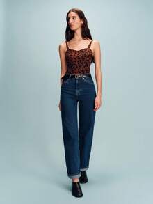 lacRébo Áo kiểu corset họa tiết da báo với phần lưng xếp ly. - Nhiều màu - Xem 5