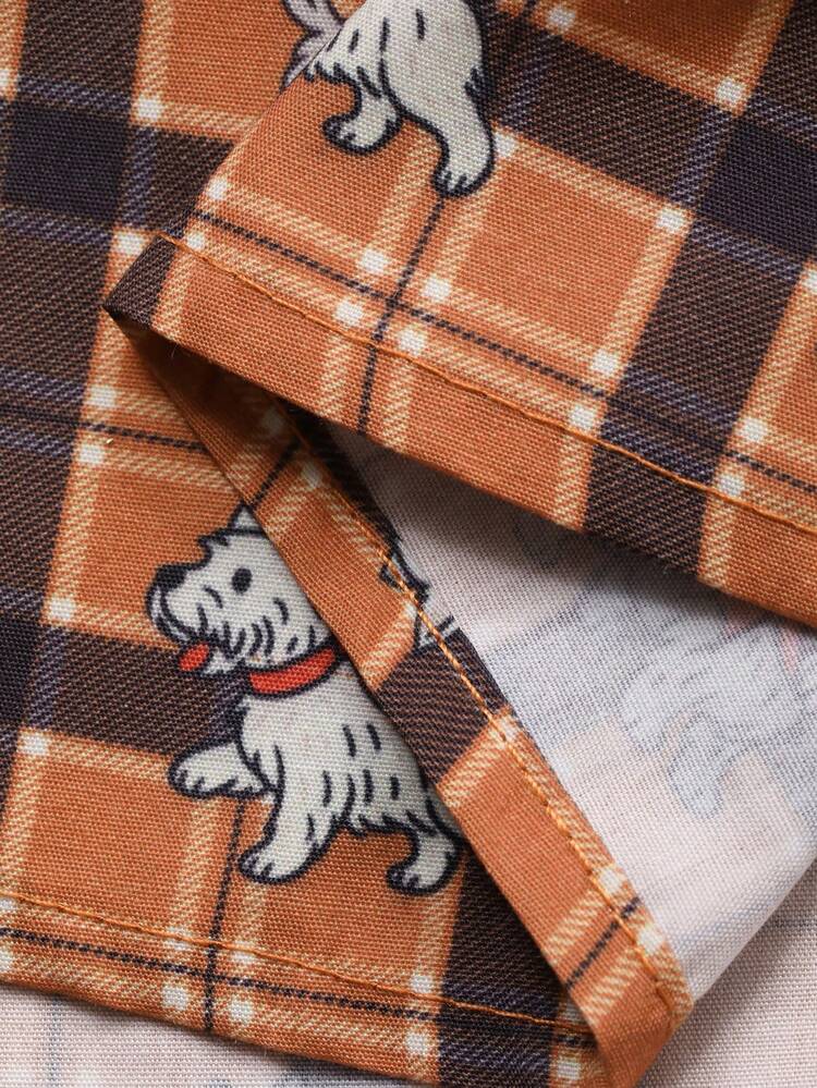 Men's Plaid Short Sleeve Top And Shorts Pajama Set, Summer