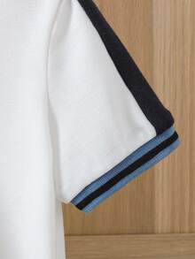 Cozy Pixies 男童卡通马图案 Polo 领短袖半拉链套头衫 - 白色 - 查看 4