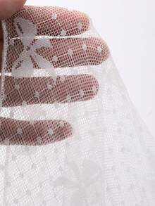 FRIFUL Women's Solid White Sheer Lace Fabric Layered Slim Fit Versatile Blouse - White - View 3