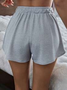 DAZY Quần short ngủ rộng rãi, màu trơn, kiểu dáng thường ngày dành cho nữ, thích hợp cho mùa hè. - Xám - Xem 2