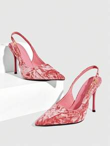 CUCCOO SZL 女士优雅尖头高跟一脚蹬圣诞鞋 - 立絨粉色 - 查看 3