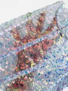 Soleia Áo định hình vóc dáng, đính sequin nhiều màu sắc, ôm sát, thanh lịch, buộc dây phía sau, ren và hoa văn. - Màu xanh lam - Xem 7