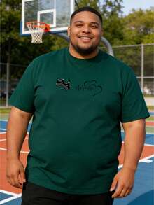 Manfinity Homme Duck Pattern Print Design On Abdominal Muscles, Men's Fashionable Summer Casual Sportswear, Men's Top - Dark Green - View 3