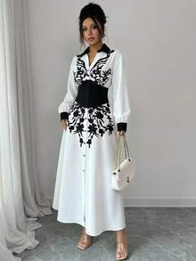 Modelyn Women's White Waist Cinched Shirt Collar Design Dress Latest Dress Style For Women - White - View 6