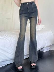 FRIFUL 女士修身喇叭牛仔裤 - 藍色 - 查看 12