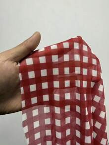 SHEIN Women's Sexy Lace Patchwork Plaid Print Mesh Camisole Nightgown - Burgundy - View 7