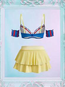 Fantasy Costume Bộ đồ lót nữ 4 món gợi cảm in hình sữa, có gọng nâng ngực. - Nhiều màu - Xem 8
