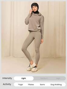 GLOWMODE 24" FeatherFit™ High-Rise Side Pocket Leggings Gym Fall Winter - Khaki - View 5