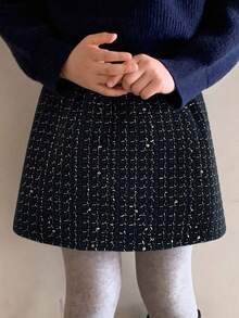 DAZY Young Girl High Waist Casual Plaid Mini Skirt - Black - View 1