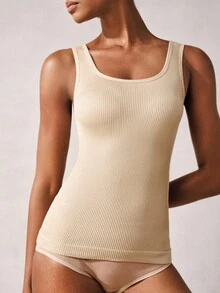 1 件女士无缝瘦腰塑身内衣，白色 - 杏色 - 查看 7