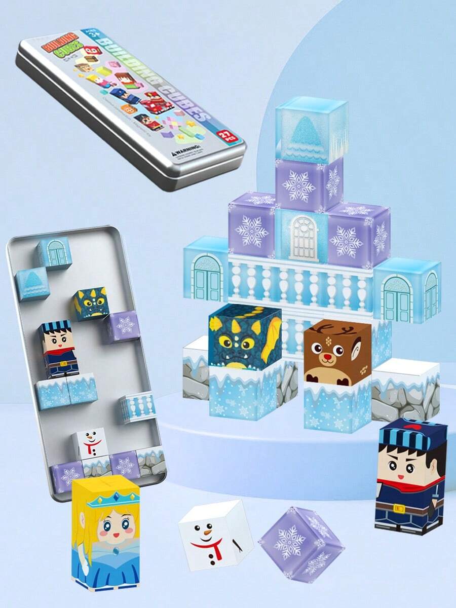 MINKOJA - SELECTS 27PCS Iron Box Magnetic Block,Magnetic Blocks,Creative Games,Children Toys,Easter,Easter Gift,Childen's Day,Travel Toys,Magnetic Blocks,Building Blocks,Kids Magnetic Building Block Toys - color - View 1