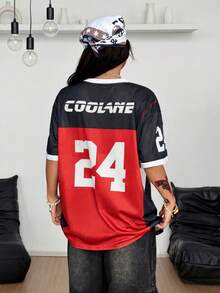 Coolane Damen Frühlings- und Sommerfestival Vintage Streetwear Sportbekleidung Camouflage Nummer bedrucktes Baseball Jersey T-Shirt - Verschiedenfarbig - Übersicht 2