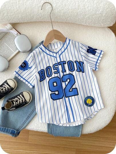 Baby Boys Clothes Outfit Set, Short Sleeve Skirt, Baseball Jacket Short Sleeve Shirt Top, Comfortable Versatile Casual Fashion Daily Sporty Streetwear Style, Suitable For Spring, Summer, Autumn, Winter, Indoor, Outdoor, Daily, Sports, Party, Photo Shoot, Festival, Streetwear, Tracksuit, Christmas, New Year