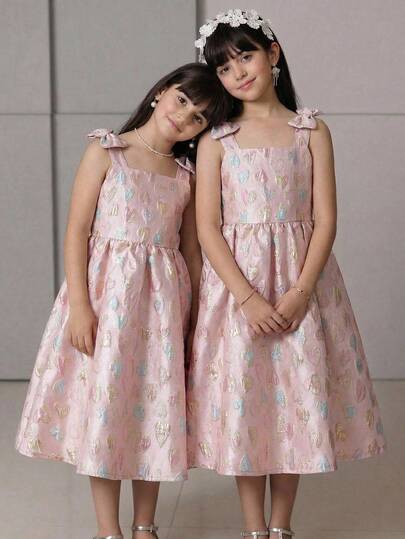 SHEIN 少女爱心印花无袖吊带连衣裙