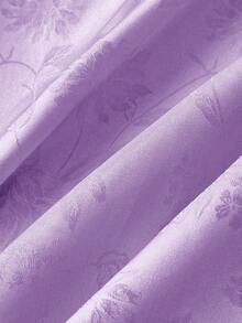 SHEIN MOD 红色缎面花卉提花露背V领长裙，饰有蝴蝶结——复洛克风格，适合约会、派对、宫廷盛装、节日庆典、生日及舞会穿着。 - 淡紫色 - 查看 3