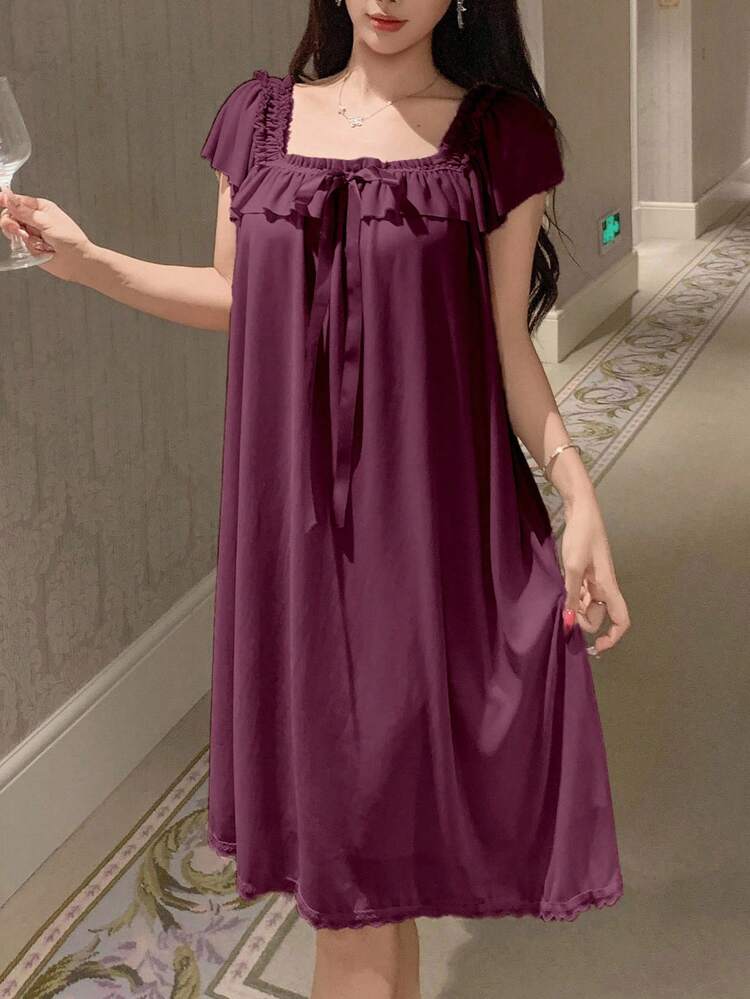 Lightweight Ruffled Mesh Dress, Sweet Summer Sleepwear For Women