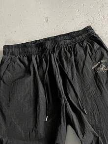 StoneGrade 男士标语印花抽绳裤脚运动裤，定制裤，钓鱼裤，宽松运动裤 - 黑色 - 查看 6