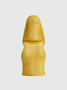 ROMWE Grunge Punk Y2K Distressed Casual Hooded Knit Sweater - Yellow - View 2