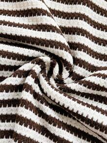 Soleia Women's Striped Twist Design Slit Hem Cami Midi Dress ,Summer Dress - Coffee Brown - View 3