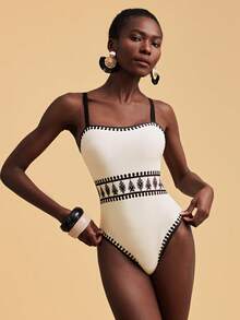 Travachic Women's Floral Print Fashion Spaghetti Strap One-Piece Swimsuit - Multicolor - View 4