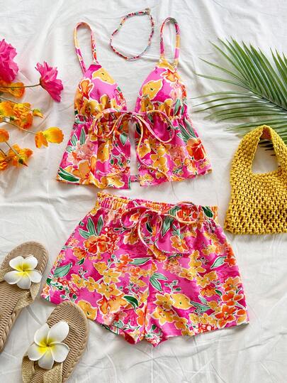 Soleia Bộ đồ 2 mảnh gồm áo dệt kim màu xanh lá cây có thể điều chỉnh và quần short viền bèo nhún, thích hợp cho tiệc trà, dạo phố, kỳ nghỉ, tiệc tùng, lễ hội âm nhạc, lễ Phục sinh, phong cách nghỉ dưỡng, phong cách thường ngày, phong cách Bohemian, phong cách miền Tây, phong cách lễ hội âm nhạc, phong cách đồng quê, bữa ăn sáng muộn, bãi biển, trang phục sân bay, dáng rộng, mùa tốt nghiệp, bộ đồ 2 mảnh dành cho nữ, trang phục cưới.