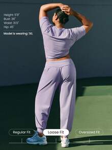 GLOWMODE Celana Jogger Ukuran Besar, Kilau Sepanjang Hari, Sejuk, Cepat Kering, Perlindungan Matahari, Tali Serut Pinggang yang Dapat Diatur, Saku Samping, Potongan Longgar, Cocok untuk Lari, Olahraga, dan Gym. - Lilac Dream - View 2