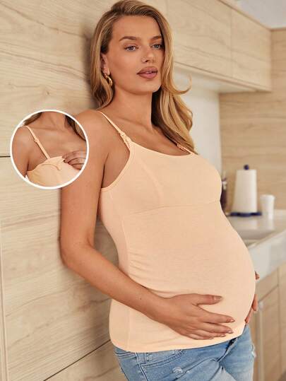 SHEIN 孕妇夏季休闲度假日常通勤纯色哺乳吊带衫