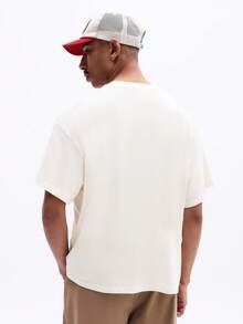 SUMWON Áo thun nam dáng rộng cổ tròn tay ngắn in hình trái cây, phong cách thường ngày, chất liệu cotton, thích hợp mặc mùa hè. - Màu be - Xem 2