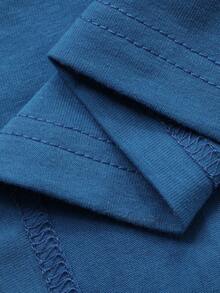 DAZY Đầm nữ tay ngắn màu trơn cài cúc, kiểu dáng thường ngày, thích hợp mặc ở nhà. - Màu xanh lam - Xem 7