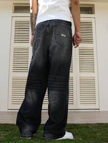 Manfinity Hypemode Quần jeans denim nam dáng rộng, màu xám ombre, thích hợp cho mọi mùa. - Xám - Xem 2