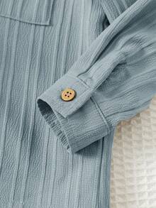 Cozy Pixies Bộ 2 áo cardigan cổ tròn tay dài và quần sọc cạp chun cho bé trai - Màu xanh bụi bặm - Xem 6